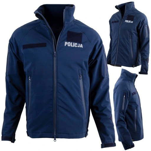Softshell Policja Kurtka Ochronna Wodoodporna z Rzepami i Zamkami XL Rodzaj softshell